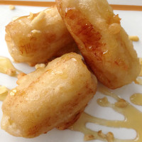 Plátano frito con miel